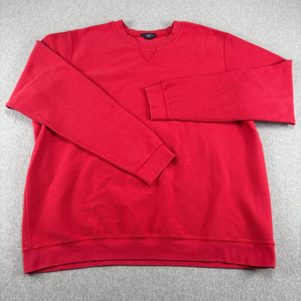 Lands End Crewneck Sweatshirt Mens XL Red Textured Heavyweight Cotton Blend